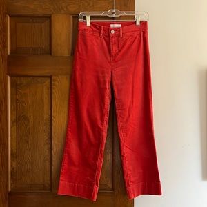 Boden red-orange velvet wide leg cropped jeans pants size 2 / 26